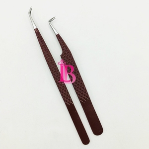 Lumia Beauty LB0214 Professional Stainless Steel Eyelash Extensions Tweezers 90-Degree Tip Durable Design Custom Logo Option - Product Image 1