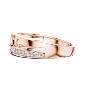 Ensemble de bagues en diamant de culture ROYAL SENTINEL, or rose 18 carats plaqué rhodium, style minimaliste, pour mariage, fiançailles, cadeau, usage quotidien ou bureau - Product Image 3