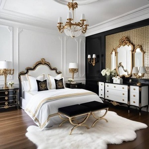 Luxury French Style Bedroom <b>Set</b> King Size Hand Made Wood Furniture with Gold Accents Traditional Antique Design Bedroom <b>Set</b> - Product Image 1