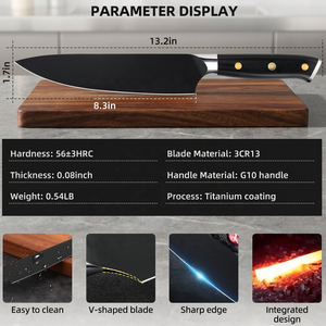 Couteau de chef artisanal en acier inoxydable avec manche G10 et étui en cuir fin, couteau de boucher, couteau de cuisine, couteau de camping - Product Image 2