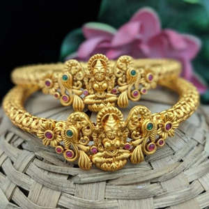 Fashion Stud Earrings-Elegant Matte Temple Kada Bangles - Product Image 1