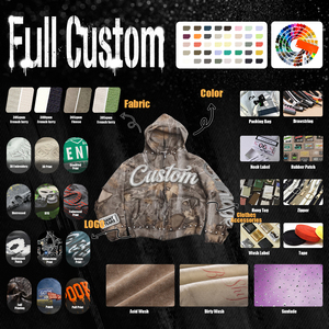 เสื้อฮู้ดดี้ผู้ชายไซส์ใหญ่ ลายพราง ปักลายตามสั่ง ซิปเต็มตัว 450gsm แต่งกระดุม ทรงหลวม สไตล์สตรีทแวร์ ผ้าฟลีซ ใหม่ - Product Image 5