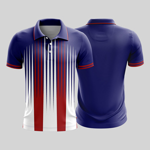 Men's Blue Red White Striped Printed Lightweight Sublimated for Shirt Short Sleeve Moisture Wicking Regular Fit <b>Soccer</b> - Product Image 1