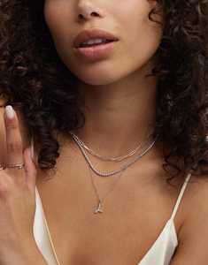 <b>Initial</b> Letter Pendant <b>Chain</b> Necklace 14k 18k Solid Gold Round Cut Lab Grown Diamond Pave Set Layering 16 to 18Inch Fine Jewelry - Product Image 4