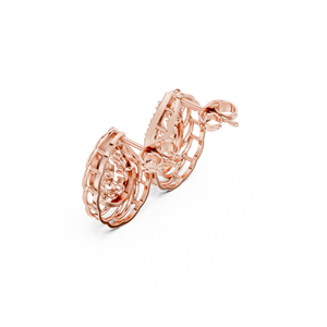 Boucles d'oreilles créoles clous en or rose 18 carats avec diamant de laboratoire 0,28 ct taille brillant, design moderne et tendance, diamants entrelacés de luxe pour femme - Product Image 2