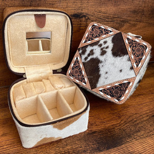 คอลเลกชันเครื่องประดับขนาดใหญ่กล่องหนังแบบมีซิปกล่องเครื่องประดับกระจกต่างหูหนังวัวกล่องจัดระเบียบเครื่องประดับ - Product Image 2