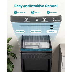 Distributeur d'eau à chargement par le bas avec machine à glaçons, production rapide de glace 33 LBS/24H, capacité de 1,3 LBS, sur pied - Product Image 4