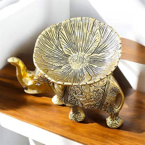ชามตกแต่งรูปช้างโบราณสีทอง สำหรับใส่ต้นไม้หรือเทียน พร้อมกล่องของขวัญสีสันสวยงาม - Product Image 2