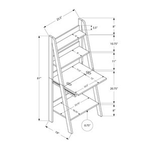 Scrivania Moderna Contemporanea per Ufficio Domestico con Ripiani Portaoggetti, 61 Pollici di Altezza, Laminato Marrone per Lavoro con Laptop - Product Image 5