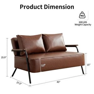Sofá Cama Futón Moderno Pequeño de 44 Pies de Ancho, Sofá de Dos Plazas Tapizado en Cuero Sintético con Mayor Profundidad de Asiento, Sofá Cama de 2 Plazas - Product Image 2