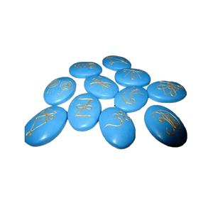 Haute qualité karuna Turquoise Bleu Howlite forme Ovale pierre 11 pièces karuna ensemble naturel guérison cristal pierres précieuses ensemble en gros - Product Image 5