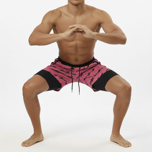 Men's 100% Polyester Double <b>Layer</b> Board Shorts <b>Mid</b> Waist Drawstring Closure Digital Print Anti-UV Waterproof Quick Dry - Product Image 6