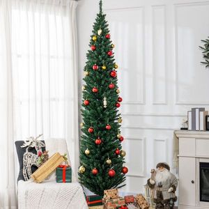 Albero di Natale Artificiale Sottile con 618 Rami Realistici, Base in Plastica Verde, Non Autoportante, Supporto per Decorazioni Natalizie - Product Image 3