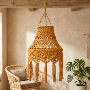 Handwoven Macrame Fabric Hanging Basket Wall Hanging Tassel Pendant <b>Ornament</b> for Home Boho Indoor Decor Housewarming Living Room - Product Image 3