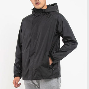 Custom Men's Polyester Zipper Windbreaker <b>Jacket</b> with High Quality Satin Printed Logo Hood-Fashionable Winter Running Gear - Product Image 1