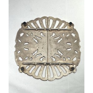 1897 Vintage Stainless Steel Round <b>Trivet</b> With Floral Scroll Design 450mm Non-Slip Table Mat - Product Image 4