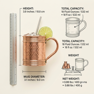Taza Moscow Mule de Cobre Puro Martillado al por Mayor, Hecha a Mano, para Cerveza, Café, Cócteles, Vaso de Bar, Proveedor de Fábrica OEM ODM - Product Image 5