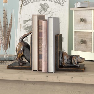 Brass Dog Sculptural <b>Bookends</b> 2Pcs Traditional Metal Design for Home Office Desk Decor - Product Image 6