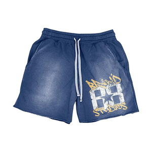 Ensemble T-shirt et short grande taille 100 % coton personnalisé noir rose bleu à manches courtes avec cordon de serrage style streetwear été deux pièces vente en gros - Product Image 5