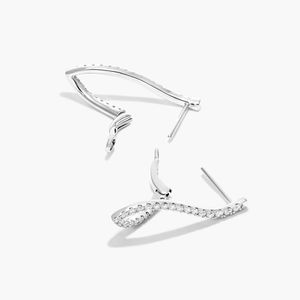 ต่างหูเพชรทรงหยดน้ำ 14K ทองคำขาว ประดับเพชรเพาะเลี้ยงแบบ Pavé - Product Image 3