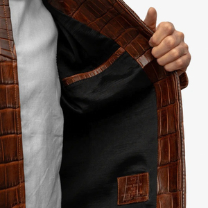 High Quality ODM OEM Customized <b>Men's</b> Embossed Genuine Leather Canvas <b>Jacket</b> Handmade Waterproof Breathable Anti-Bacterial - Product Image 4