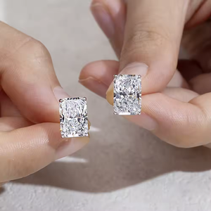 Eco Friendly Lab Made Diamond Hoop <b>Earrings</b> Stylish Modern Design <b>Fine</b> Jewelry for Women Everyday Wear Available For Sale - Product Image 3