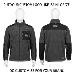 240 GSM Premium Polar Sherpa <b>Puller</b> Fleece Jacket Men's Running Waterproof Breathable Reflective Grey Black Panel Custom Logo - Product Image 1