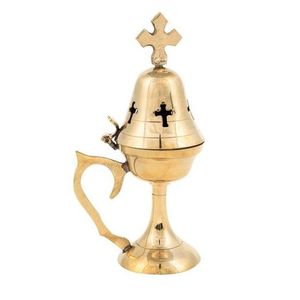 Quemador de incienso de latón dorado con diseño grabado personalizado, estilo europeo, para artículos religiosos de Jerusalén - Product Image 2