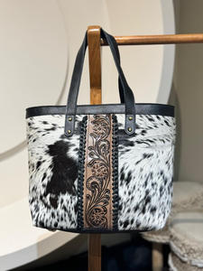 OEM ODM personalizado tallado a mano bolso de cuero de piel de vaca bolsos de gran tamaño gran colección de monedero de las señoras - Product Image 3