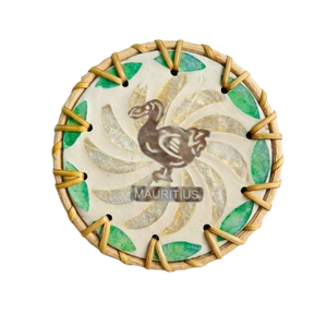 Posavasos de Concha Colorido Brillante con Borde de Ratán Trenzado, Moderno, Estilo Boho, Resistente al Calor, Regalo Único Hecho a Mano - Product Image 2