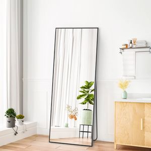 Specchio a Figura Intera 162x53 cm Infrangibile Nero da Terra per Camera da Letto - Product Image 1