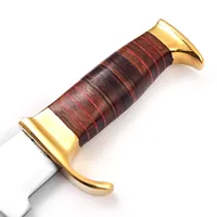 Couteau de chasse professionnel de haute qualité en acier au carbone, lame fixe de 4,5 pouces, pointe tombante, manche en cuir, multifonction, camping, OEM
