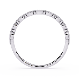 Bague en or blanc pour femme avec diamant rond taille brillant, certifié GIA, couleur D, alliance classique - Product Image 4
