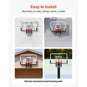 Panier de basket mural de 54 pouces avec panneau en polycarbonate, réglage manuel, pour intérieur/extérieur, design classique épaissi de 0,11 pouce, pour l'entraînement - Product Image 6