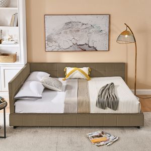 Letto Queen Size Imbottito con Schienale e Braccioli Confortevoli, Divano Letto Queen Size per Camera da Letto e Soggiorno - Product Image 3