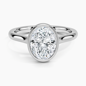 Bague BOJ 025 en argent 925, coupe ovale, diamant serti clos 2 mm Luna et plaqué rhodium, pour mariage, moissanite 2 carats couleur D VVS1 certifiée GRA - Product Image 1