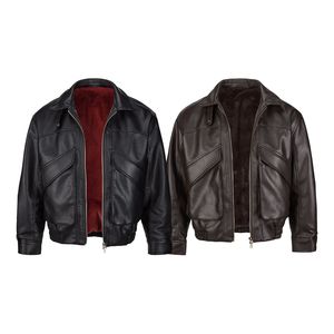 Hot Selling Warm Windproof American High Street Design Loose Fit Casual Leather <b>Jacket</b> for Men - Product Image 2
