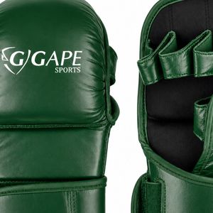ถุงมือ MMA แบบกำหนดเอง หนัง PU ฝ่ามือเปิด สำหรับฝึกซ้อมต่อสู้ ศิลปะการต่อสู้ อุปกรณ์กราปลิง สีเขียวฟอเรสต์ - Product Image 6