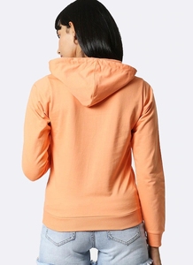 Sudadera con Capucha Naranja para Mujer, Manga Larga, Color Sólido, Informal, de Punto, de Algodón, con Bolsillos, para Verano - Product Image 5