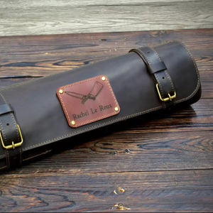 กระเป๋าใส่มีดเชฟหนังคุณภาพสูง MOQ ต่ำ วัสดุหนังเหล็กดามัสกัส กระเป๋าม้วนใส่มีดเชฟ LKR-0352 - Product Image 1