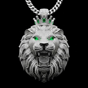 Pendentif tête de lion glacé pour homme, couronne en argent sterling 925, moissanite, style hip-hop audacieux, best-seller pour les fêtes, les cadeaux et le style - Product Image 5