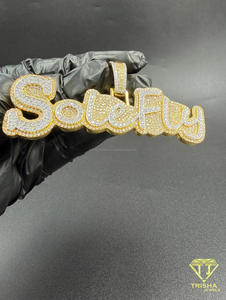 SoleFly <b>Name</b> <b>Chain</b> Moissanite Diamond Iced Out Pendant Hip Hop Jewelry Luxury Gift for Men Women - Product Image 2