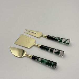 Stainless Steel Gold Finished With Handmade Black Resin Handle <b>Cheese</b> Tools <b>set</b> Decorative <b>Cheese</b> <b>Set</b> - Product Image 6