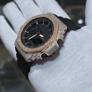 Reloj de cuarzo octogonal negro con incrustaciones de moissanita de escamas mixtas, pulsera de acero inoxidable estilo Hip Hop con diamantes, joyería de muñeca para hombre - Product Image 4
