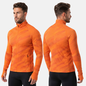 Veste de sport pour hommes en gros, haut de compression imprimé pour le yoga avec fermeture éclair, vêtements de sport respirants pour hommes, vestes à col montant - Product Image 1