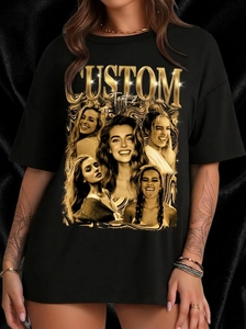 Camiseta Extra Grande para Mujer con Diseño de Múltiples Caras, Cuello Redondo, Manga Corta, Corte Holgado, 100% Algodón Jersey, Impresión Personalizada - Product Image 3