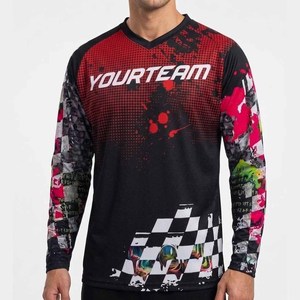 Jersey de Ciclismo para Hombre, Cuello en V, Manga Larga, Diseño Gráfico MTB, Transpirable, Secado Rápido, 100% Poliéster - Product Image 4