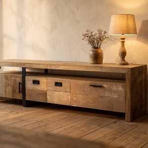 Mueble para TV de Madera Maciza Contemporáneo, Ecológico y Duradero, Estilo Minimalista Escandinavo con Acabado Natural para Sala de Estar - Product Image 3