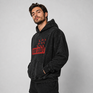 Sudadera con Capucha para Hombre, Estilo Desgastado con Lavado Ácido, Corte Holgado, Algodón, Estilo Urbano Vintage, Logotipo Personalizado, Venta al Por Mayor - Product Image 5