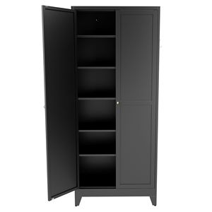 Armoire de cuisine moderne en métal noir de 75 pouces, autoportante, avec 5 étagères réglables, capacité de 180 lb, modèle D0100XFLDHA - Product Image 3